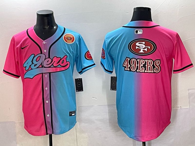 Men 2025 San Francisco 49ers Blank Blue pink Nike Limited NFL Jersey style 05